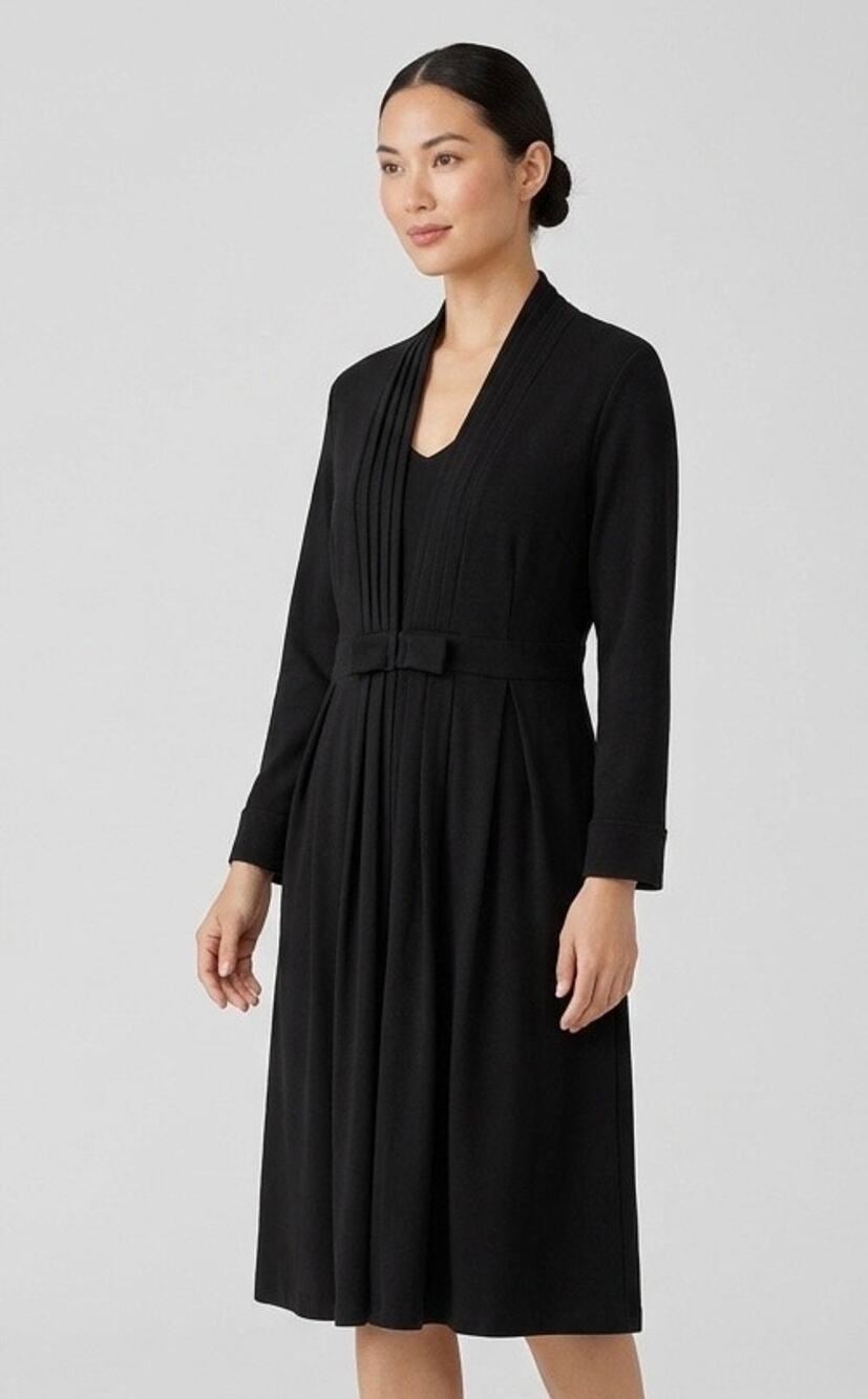 Comfy USA Black‎ Pleated Cardigan Jacket Womens Medium M Bow Front Made in USA